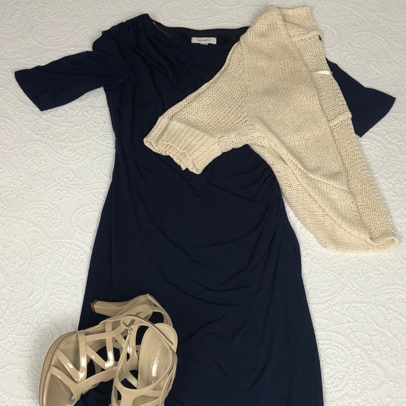 Navy faux wrap dress - Picture 6 of 7